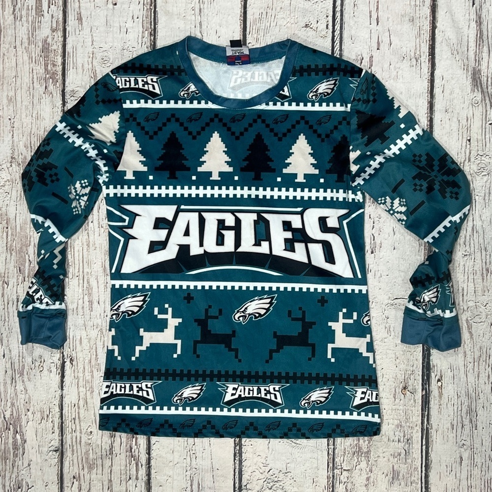 Philadelphia Eagles Ugly Sweater Style Lightweight Long Sleeve Shirt